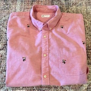 Gap men’s XXL pink short sleeve toucan dress shirt